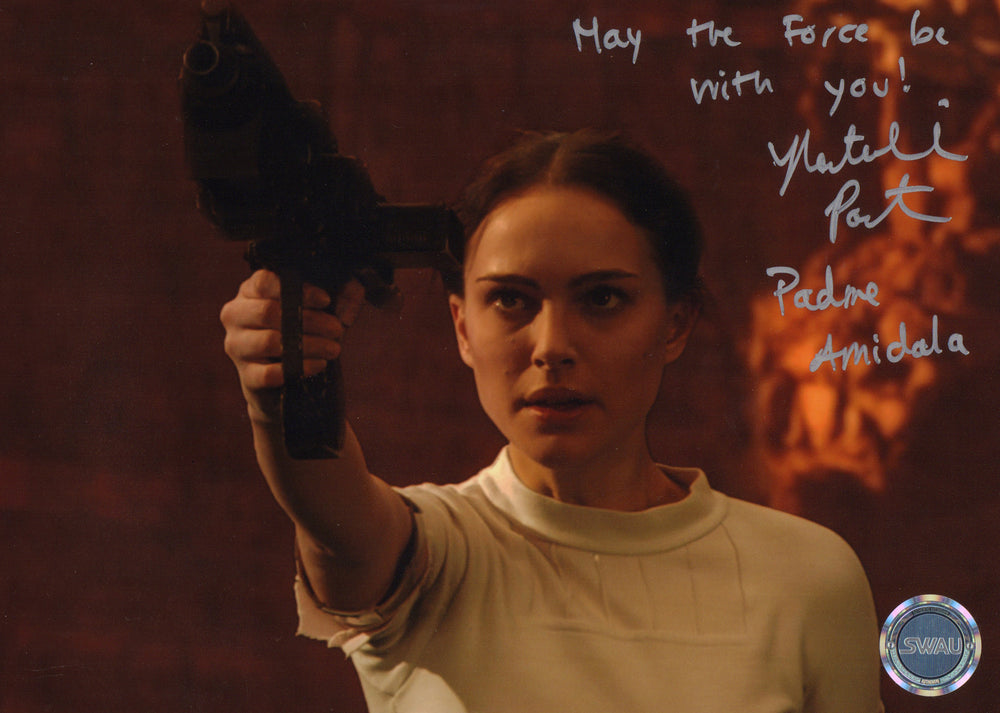 Natalie Portman as Padme Amidala in Star Wars Episode II: Attack of the Clones (SWAU) Signed 7x10 Photo with Character Name & Rare MTFBWY Quote
