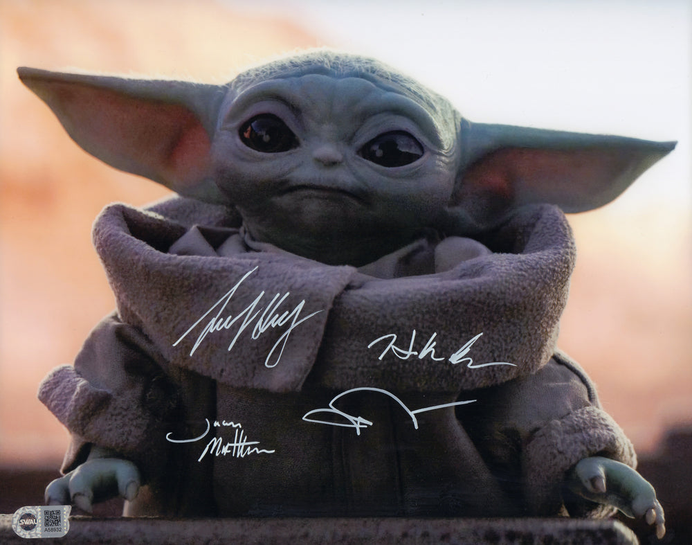 Star Wars: The Mandalorian (SWAU) Baby Yoda Grogu 11x14 Photo Signed by John Rosengrant, Trevor Hensley, Hiroshi (Kan) Kieuchi, & Jason Matthews