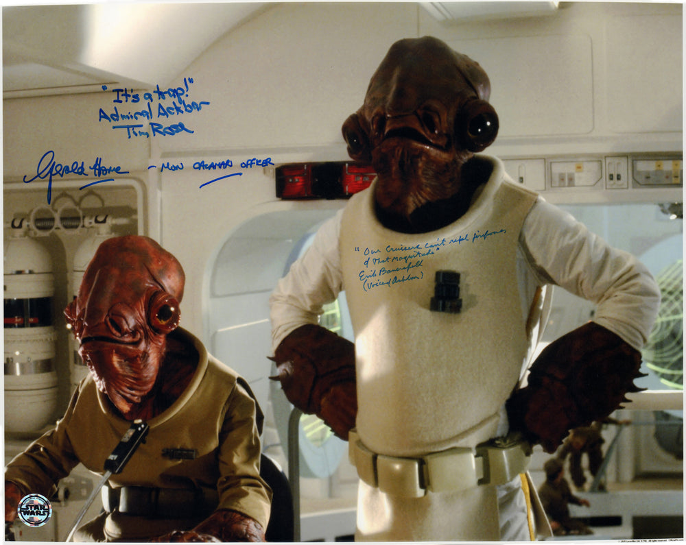 Star Wars: Return of the Jedi Admiral Ackbar (Official Pix) 16x20 Photo Signed by Tim Rose, Erik Bauersfeld, & Gerald Home