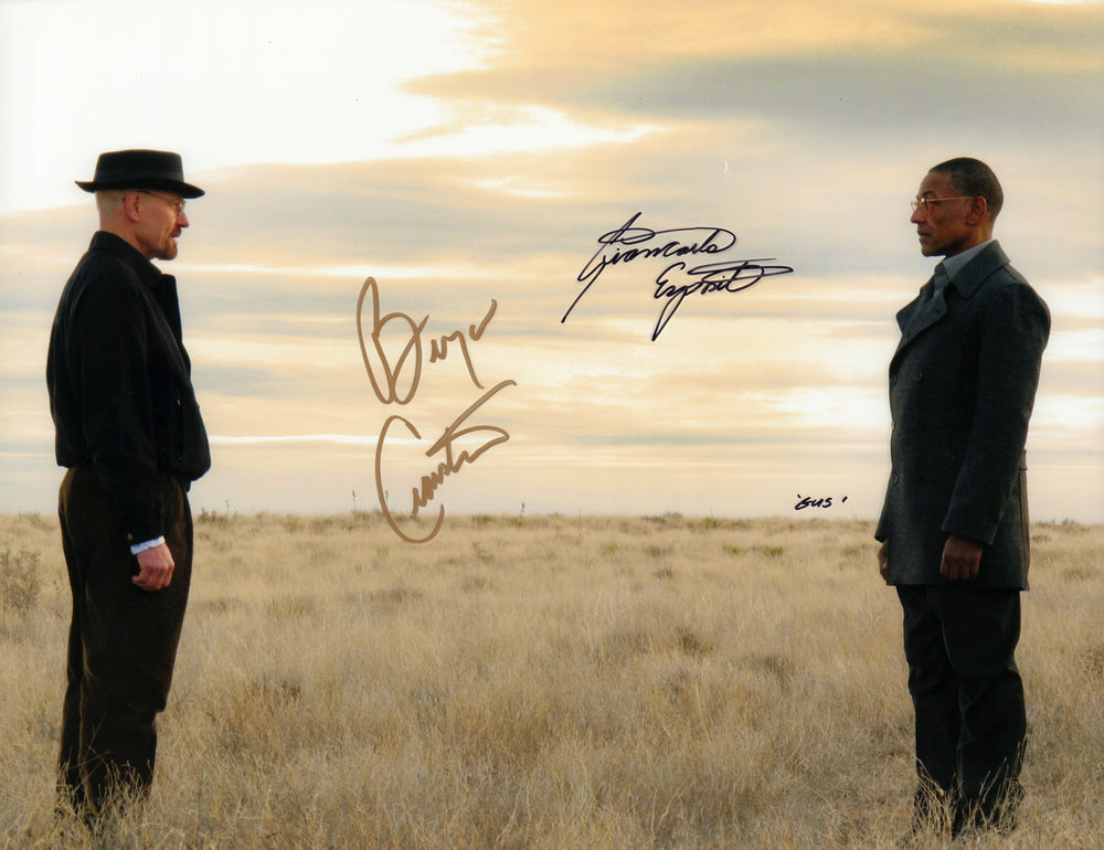 Bryan Cranston as Walter White with Giancarlo Esposito as Gus Fring in Breaking Bad Signed 16x20 Photo