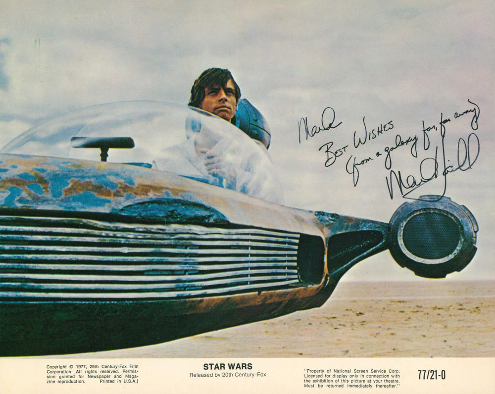 Mark Hamill as Luke Skywalker in Star Wars: A New Hope Signed 8x10 Lobby Card with 