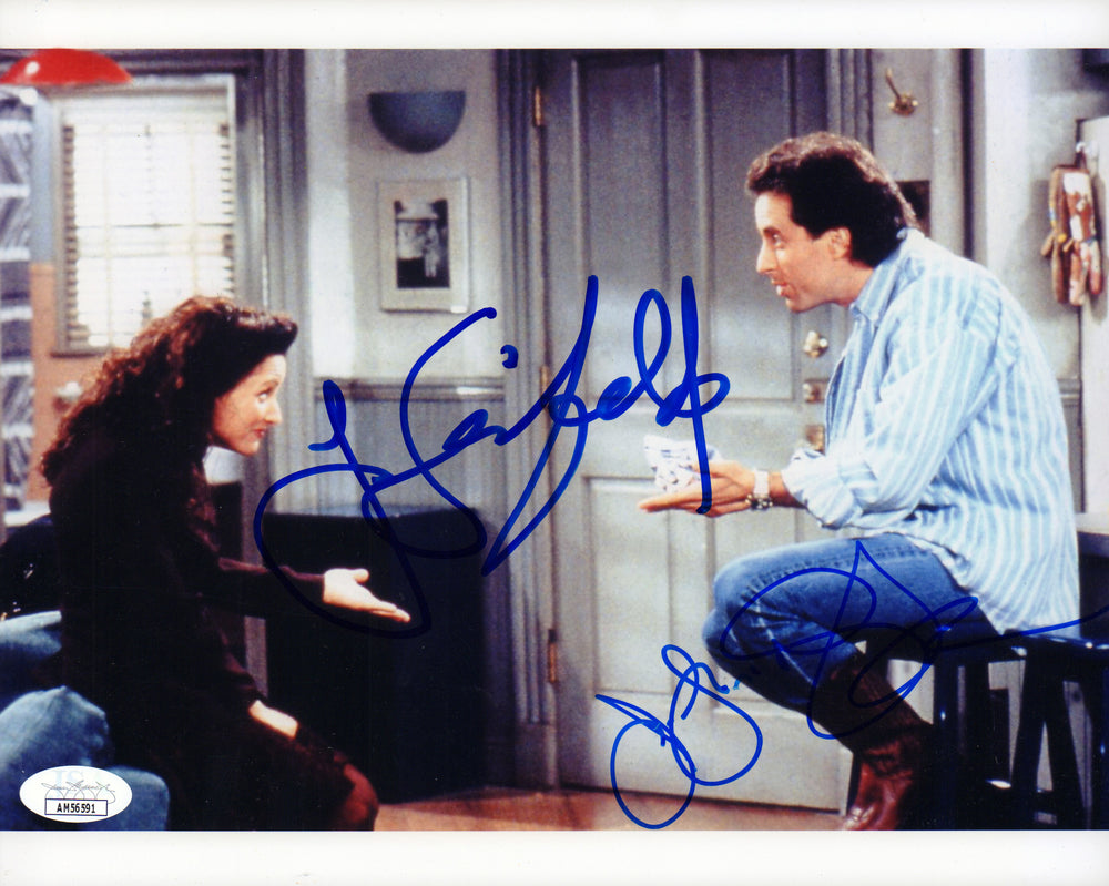Jerry Seinfeld as Jerry Seinfeld with Julia Louis-Dreyfus as Elaine Benes in Seinfeld (JSA) Signed 8x10 Photo