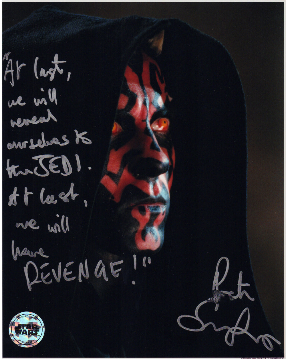 Peter Serafinowicz as Darth Maul in Star Wars Episode I: The Phantom Menace Signed 8x10 (Official Pix) Photo with Quote