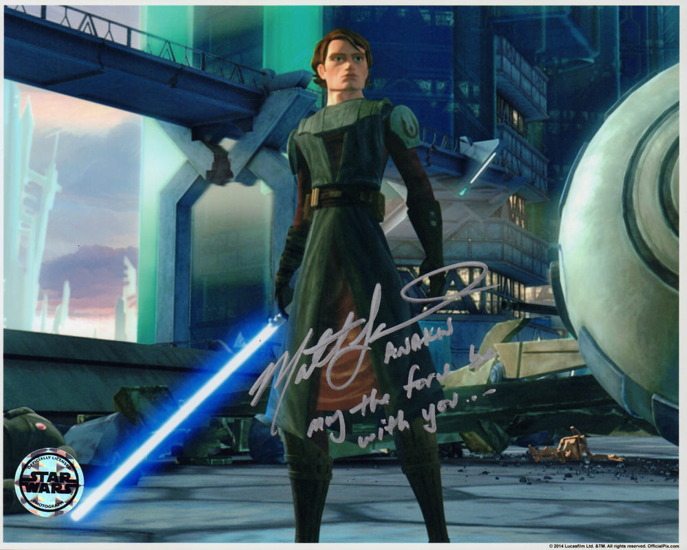 Matt Lanter as Anakin Skywalker in Star Wars: The Clone Wars Signed 8x10 (Official Pix) Photo with MTFBWY Quote