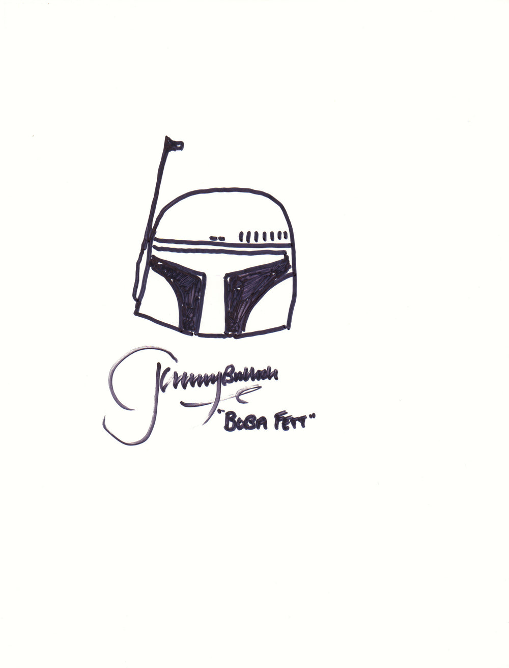 Boba Fett from Star Wars Original Sketch Art Drawing by Actor: Jeremy Bulloch