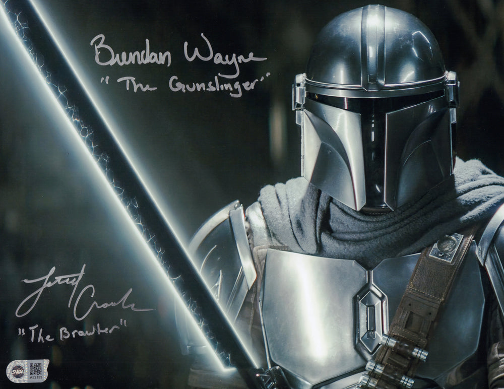 Brendan Wayne The Gunslinger & Lateef Crowder The Brawler as the Mandalorian in Star Wars: The Mandalorian (SWAU) Signed 11x14 Photo