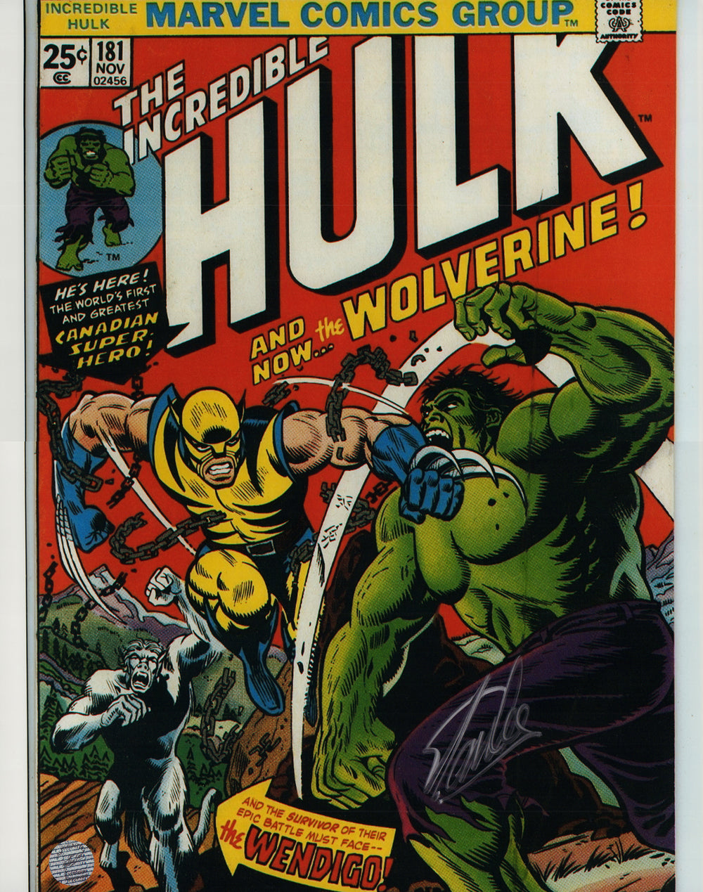 Incredible Hulk #181 16x20 Photo - 1st Appearance of Wolverine - Signed by Marvel Legend Stan Lee
