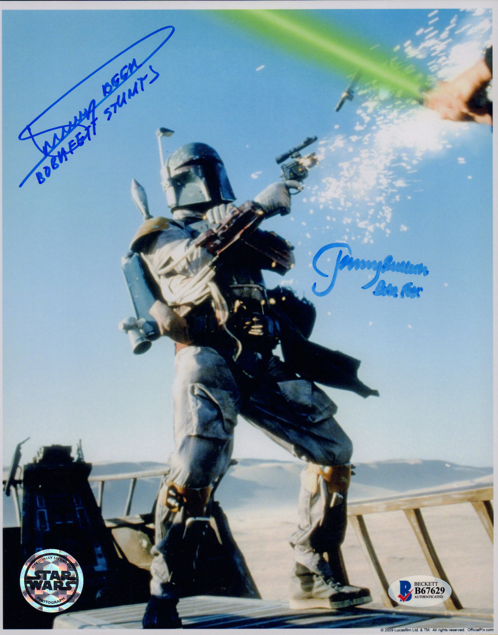Jeremy Bulloch & Dickey Beer as Boba Fett in Star Wars: Return of the Jedi Signed (Official Pix) 8x10 Photo with Character Names