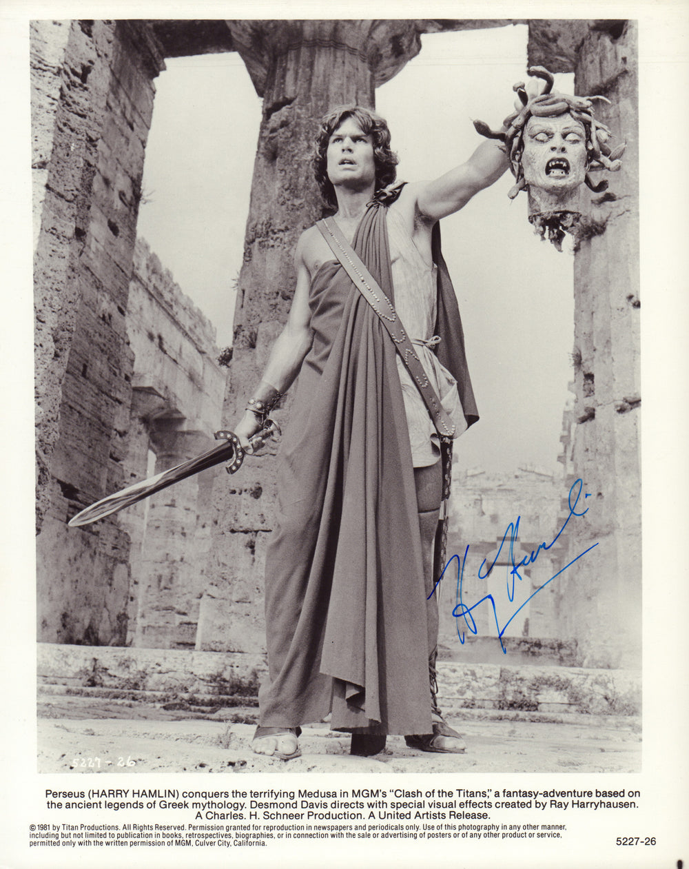 Harry Hamlin as Perseus in Clash of the Titans Signed 8x10 Press Photo