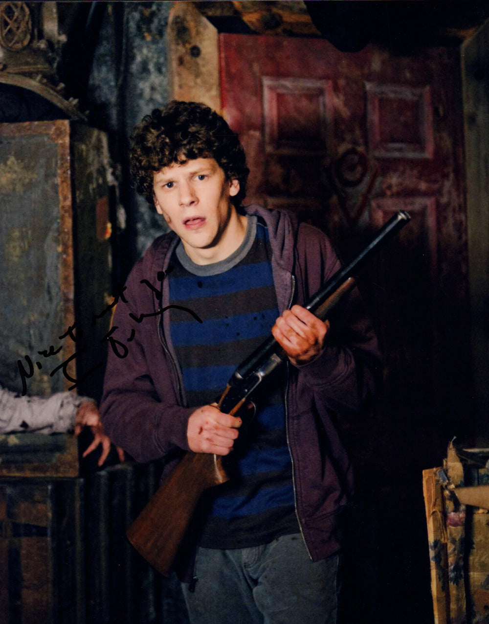 Jesse Eisenberg as Columbus in Zombieland Signed 8x10 Photo