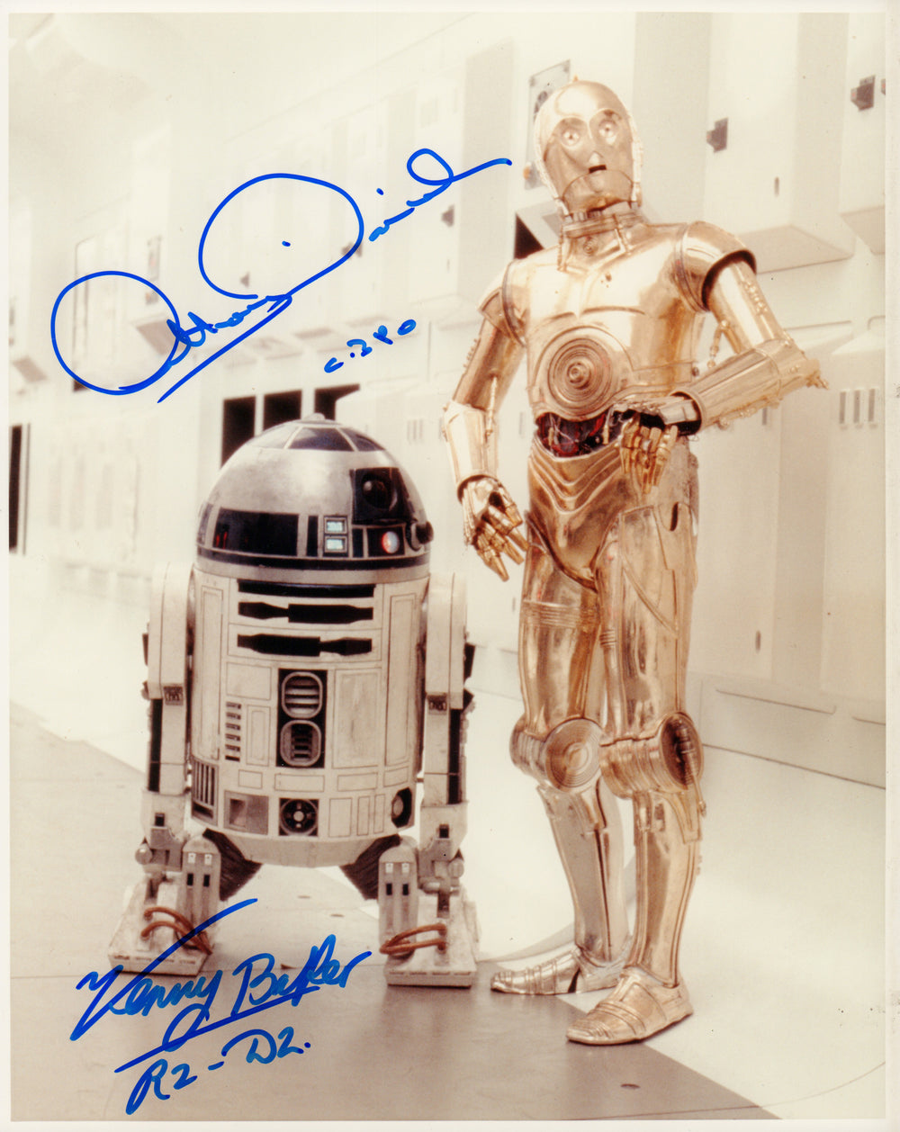 Anthony Daniels as C-3PO & Kenny Baker as R2-D2 in Star Wars: A New Hope Signed 8x10 Photo