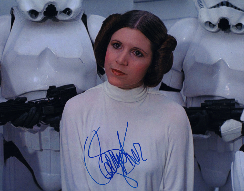 Carrie Fisher as Princess Leia Prisoner in Star Wars: A New Hope Signed 11x14 Photo