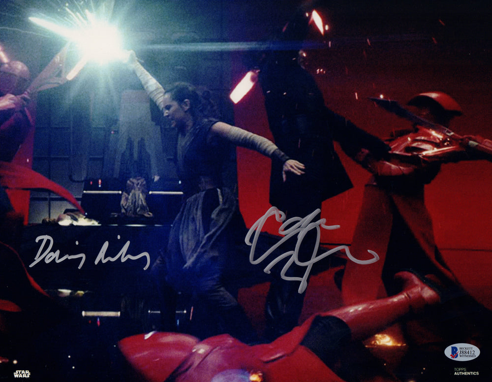 Daisy Ridley as Rey & Adam Driver as Kylo Ren in Star Wars: The Last Jedi (Beckett Witnessed) Signed 11x14 Photo