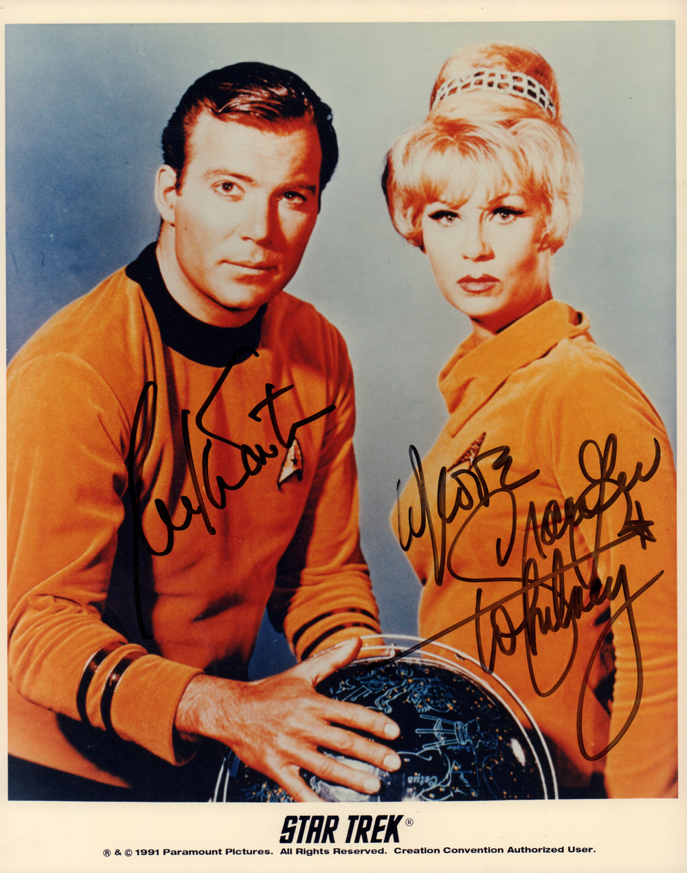 William Shatner as Captain Kirk with Grace Lee Whitney as Janice Rand in Star Trek: The Original Series Signed 8x10 Photo