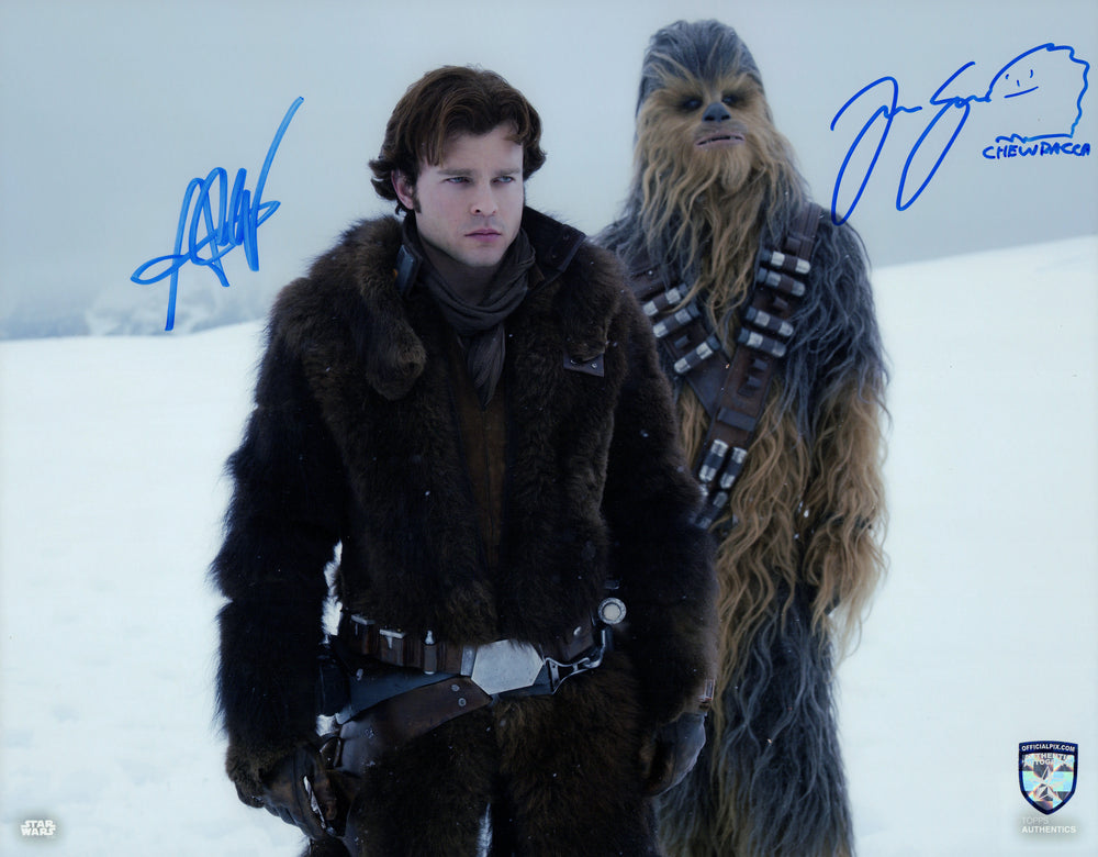 Alden Ehrenreich as Han Solo with Joonas Suotamo as Chewbacca in Solo: A Star Wars Story (Official Pix) Signed 11x14 Photo