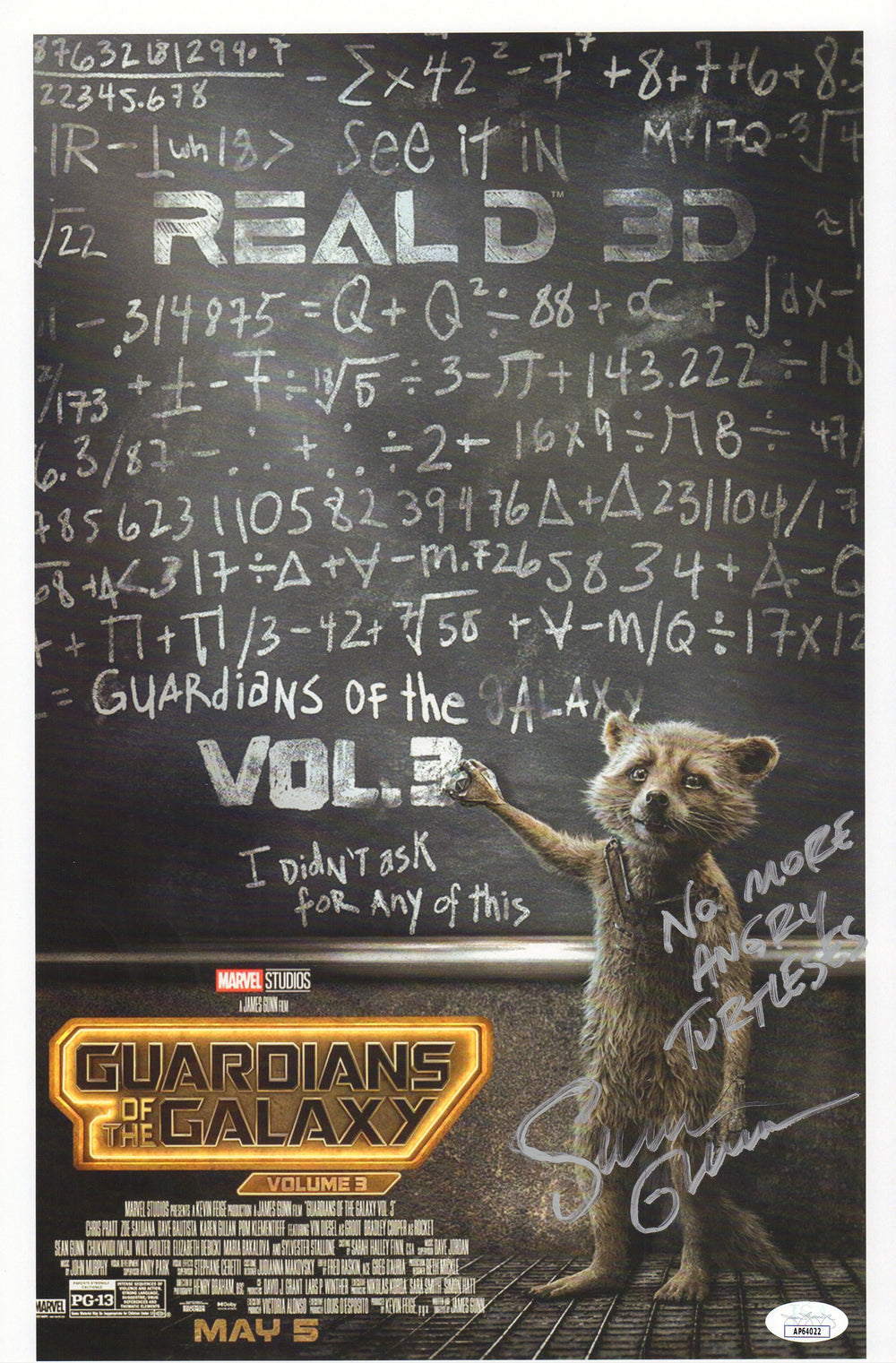 Sean Gunn as Rocket Raccoon in Guardians of the Galaxy Vol. 3 (SWAU) Signed 11x17 Photo with Quote