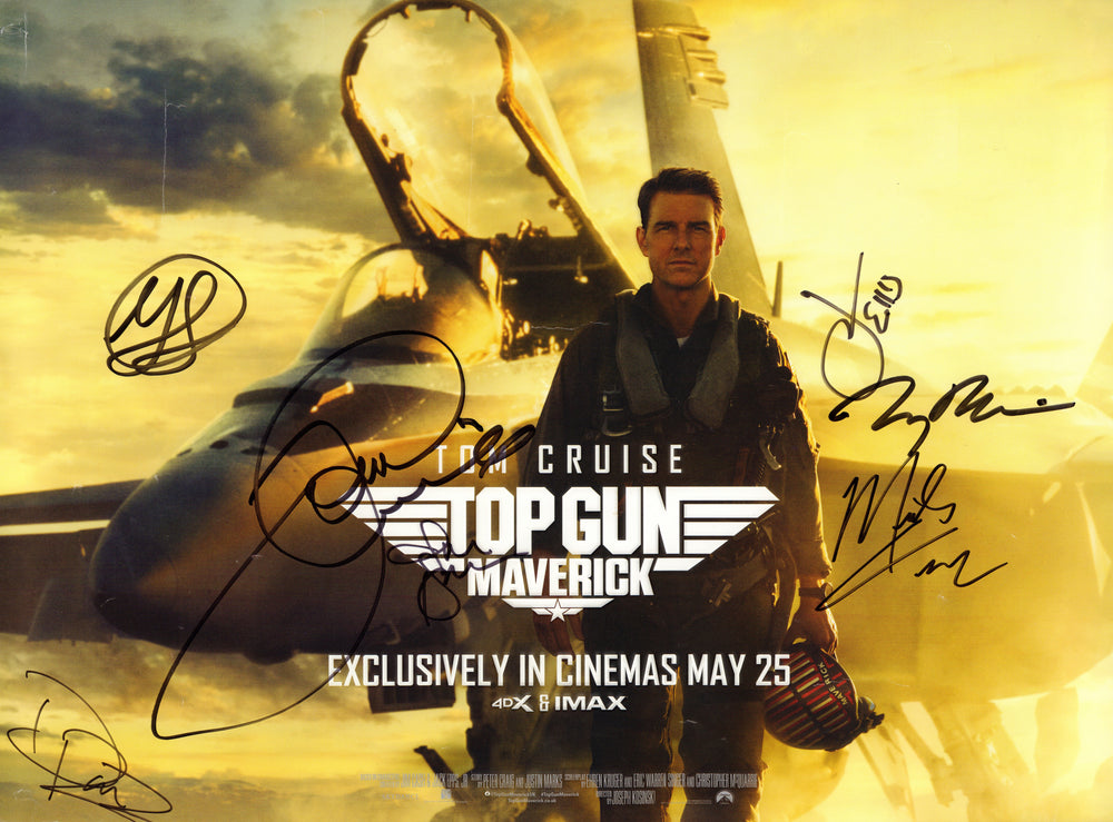 
                  
                    Top Gun: Maverick 16x20 Mini Poster Cast Signed by Tom Cruise, Miles Teller, Jon Hamm, Danny Ramirez, Jay Ellis, Greg Tarzan Davis, & Jerry Bruckheimer
                  
                
