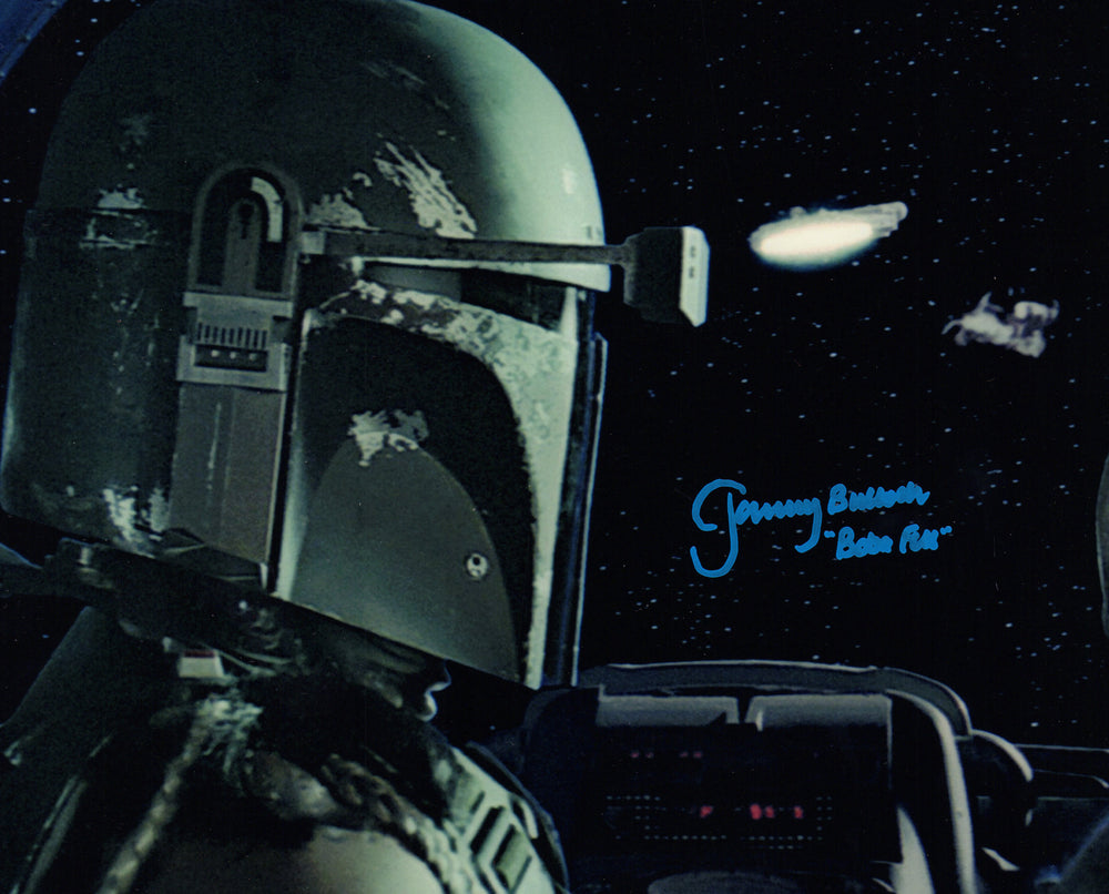 Jeremy Bulloch as Boba Fett Stalking the Millennium Falcon in Star Wars: The Empire Strikes Back Signed 8x10 Photo
