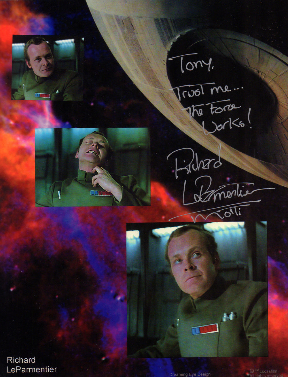Richard LeParmentier as Admiral Motti in Star Wars: A New Hope Signed 8x10 Photo with Character Name
