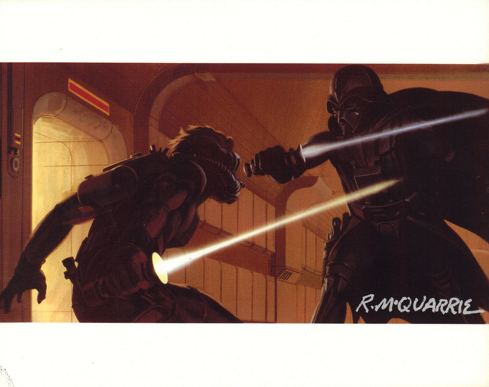 Star Wars: A New Hope Jedi vs. Darth Vader 8x10 Canvas Signed by Concept Artist Ralph McQuarrie