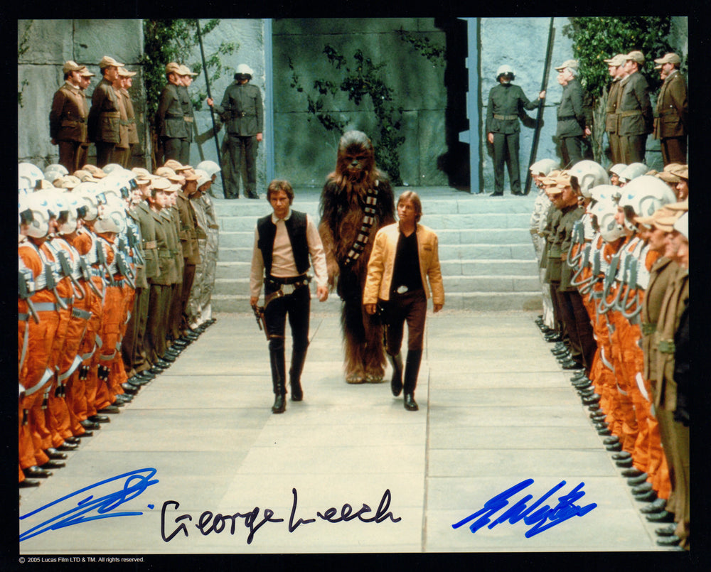 Star Wars: A New Hope Medal Ceremony 8x10 Photo Cast Signed by Derek Lyons, George Leech, & Ted Western