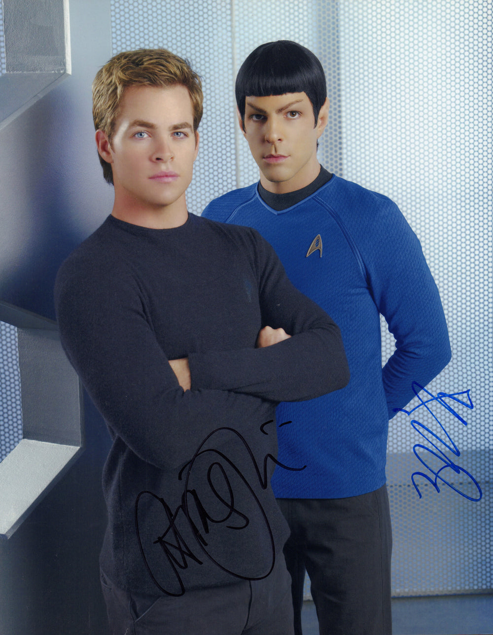 Chris Pine as James T. Kirk & Zachary Quinto as Spock in Star Trek Signed 11x14 Photo