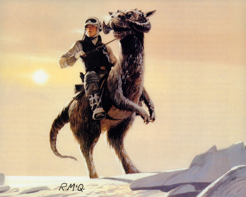 Star Wars: The Empire Strikes Back Luke Riding Tauntaun 8x10 Photo Signed by Concept Artist Ralph McQuarrie