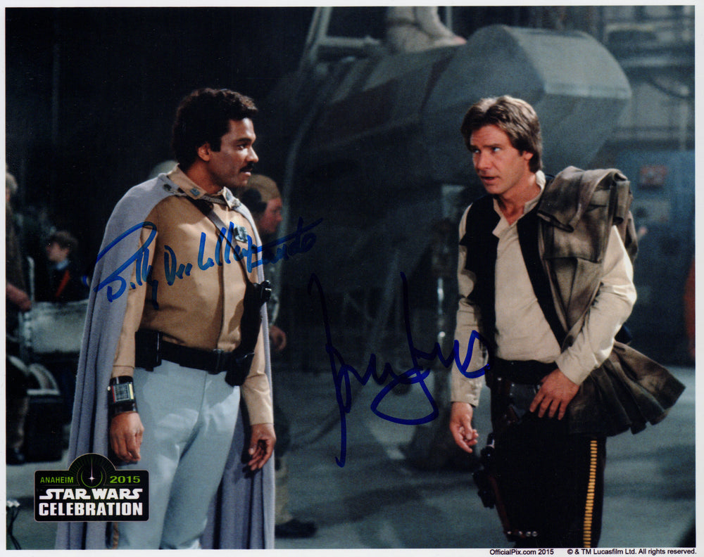 Harrison Ford as Han Solo with Billy Dee Williams as Lando in Star Wars: Return of the Jedi Signed 8x10 (Official Pix) Photo