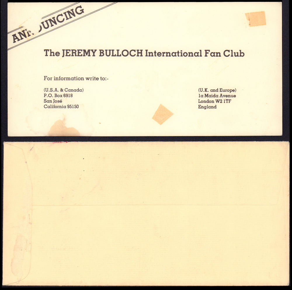 
                  
                    Jeremy Bulloch as Boba Fett in Star Wars: The Empire Strikes Back Signed Personal Letter with Index Card & Envelope
                  
                