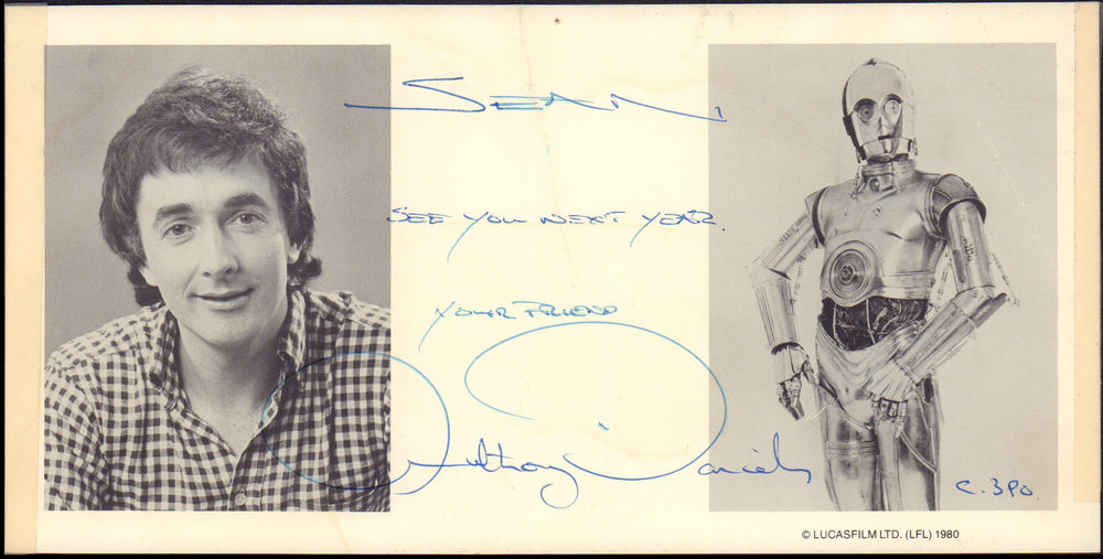 Anthony Daniels as C-3PO in Star Wars: A New Hope Vintage Signed Index Card