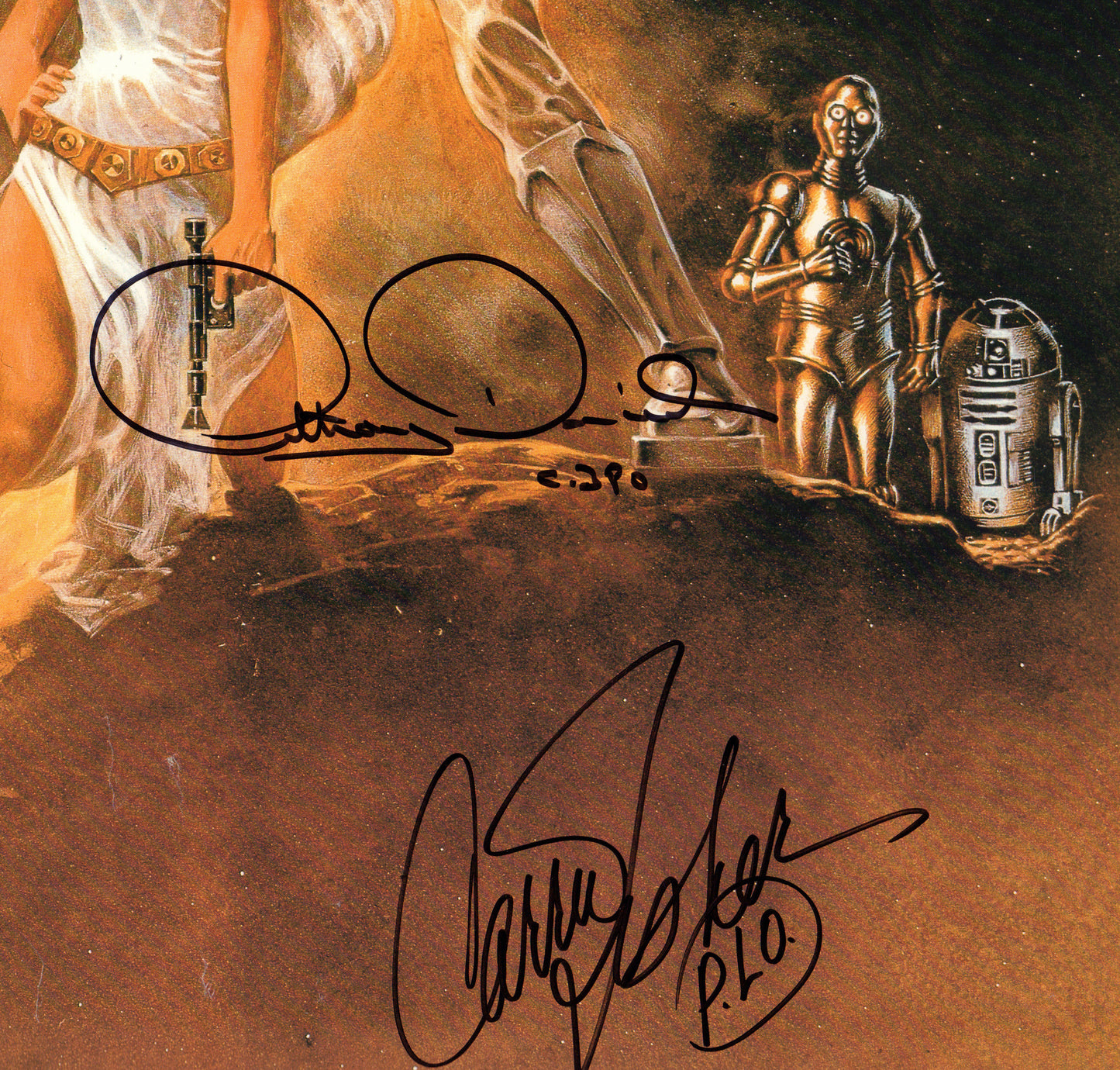 
                  
                    Star Wars: A New Hope 27x40 Poster Signed by Harrison Ford, Carrie Fisher, Mark Hamill, Peter Mayhew, Anthony Daniels, & Dave Prowse
                  
                