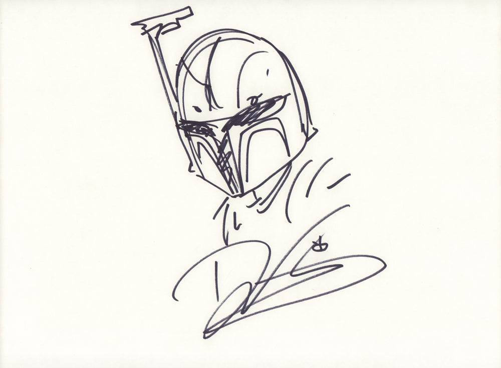 Boba Fett from Star Wars: Return of the Jedi, The Clone Wars, & The Mandalorian 10x14 Signed & Original Art Sketch by Dave Filoni