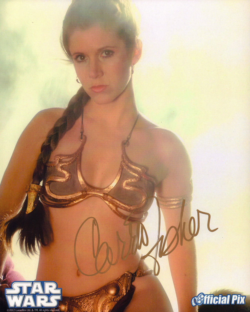 Carrie Fisher as Slave Princess Leia in Star Wars: Return of the Jedi Sexy (Official Pix / ACOA) Signed 8x10 Photo