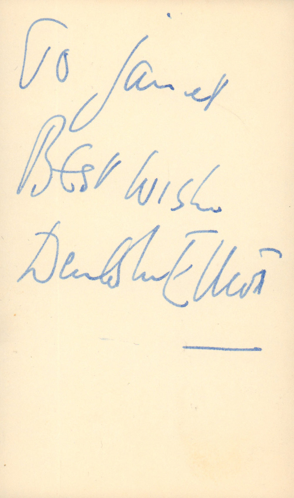 Denholm Elliott from Indiana Jones & Trading Places Signed 3x5 Index Card