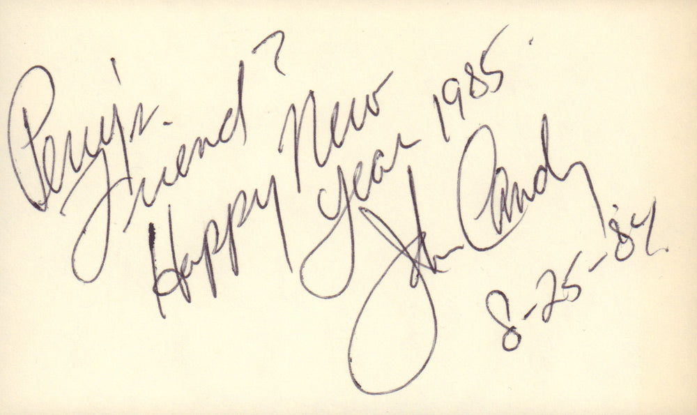 John Candy from Spaceballs, Planes Trains and Automobiles, National Lampoon's Vacation, & Home Alone Signed 5x3 Index Card