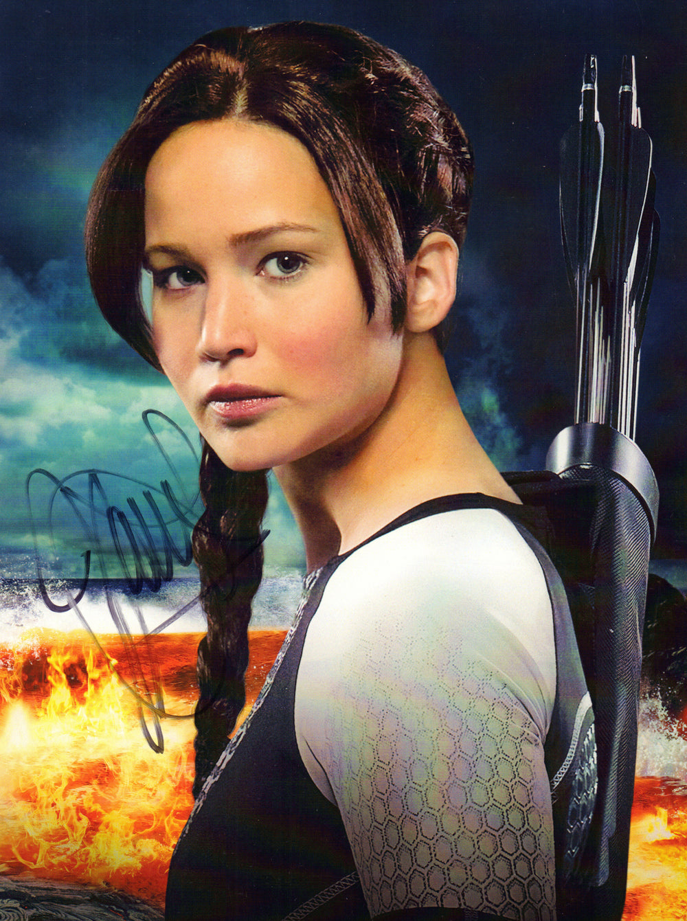 Jennifer Lawrence as Katniss Everdeen in The Hunger Games Signed 8x10.5 Photo