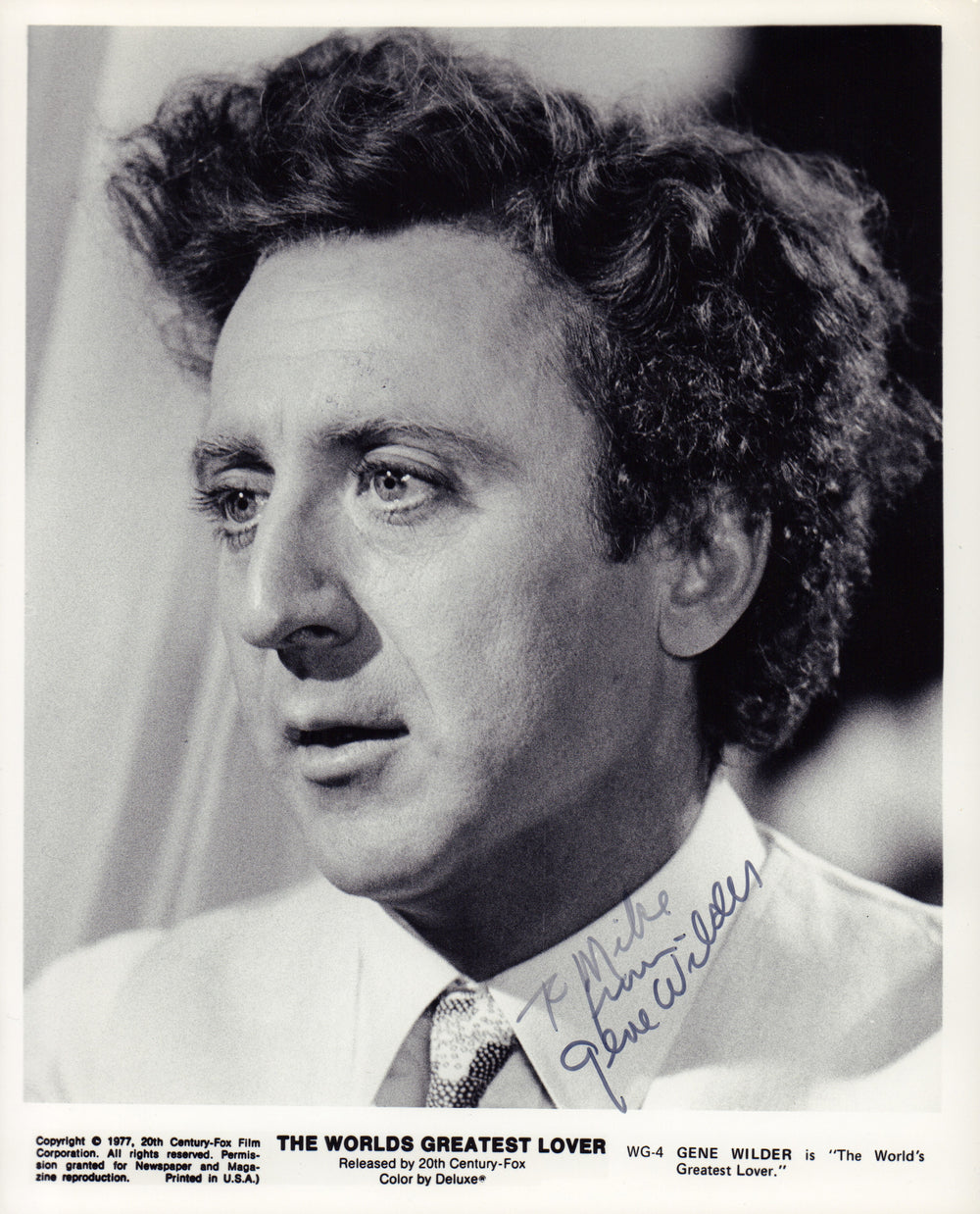 Gene Wilder as Rudy Hickman / Rudy Valentine in The World's Greatest Lover Signed 8x10 Press Photo