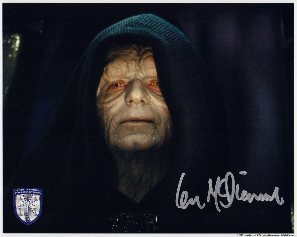 Ian McDiarmid as The Emperor in Star Wars: Return of the Jedi (Official Pix Lightsaber Shield) Signed 8x10 Photo