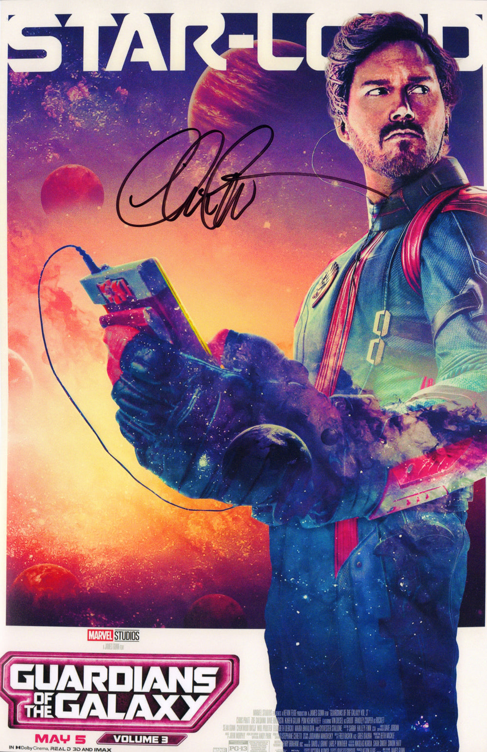 Chris Pratt as Star-Lord in Guardians of the Galaxy Vol. 3 Signed 11x16.5 Mini Poster