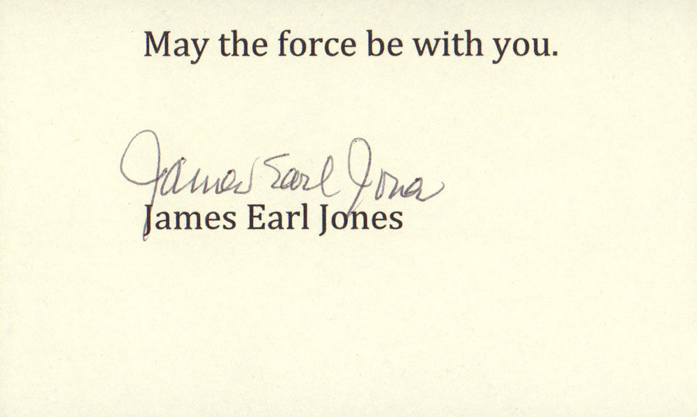 James Earl Jones Darth Vader in Star Wars Signed 5x3 Index Card with Typed MTFBWY Quote