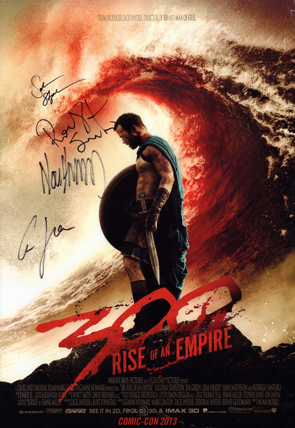 300: Rise of an Empire 13x20 Mini Poster Cast Signed by Eva Green, Sullivan Stapleton, Rodrigo Santoro, & Director: Noam Murro