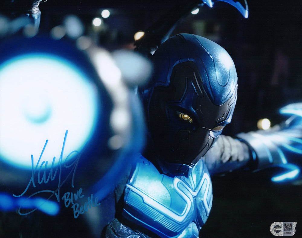Xolo Mariduena as Blue Beetle in Blue Beetle (SWAU) Signed 11x14 Photo with Character Name