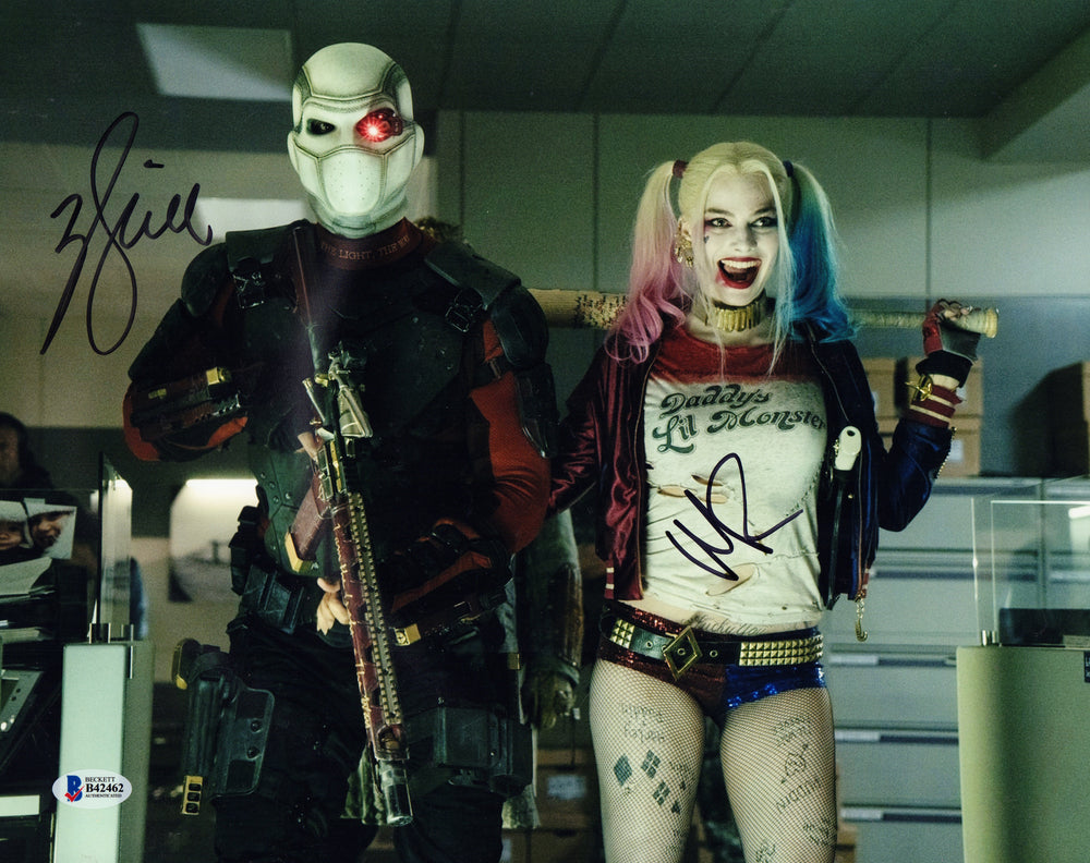 Will Smith as Deadshot & Margot Robbie as Harley Quinn in Suicide Squad (K9 / Beckett) Signed 11x14 Photo