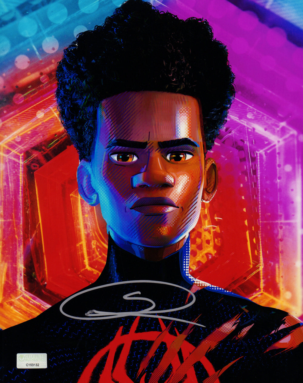 Shameik Moore as Miles Morales Unmasked in Spider-Man: Across the Spider-Verse (Celebrity Authentics) Signed 8x10 Photo