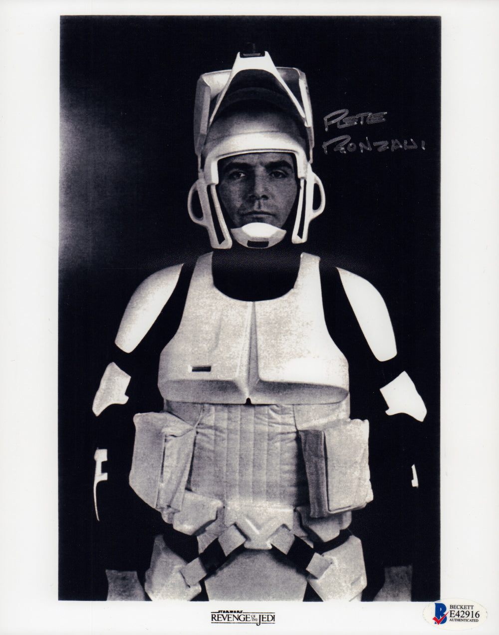 Pete Ronzani as Scout Trooper in Star Wars: Return of the Jedi (Beckett) Signed 8x10 Photo