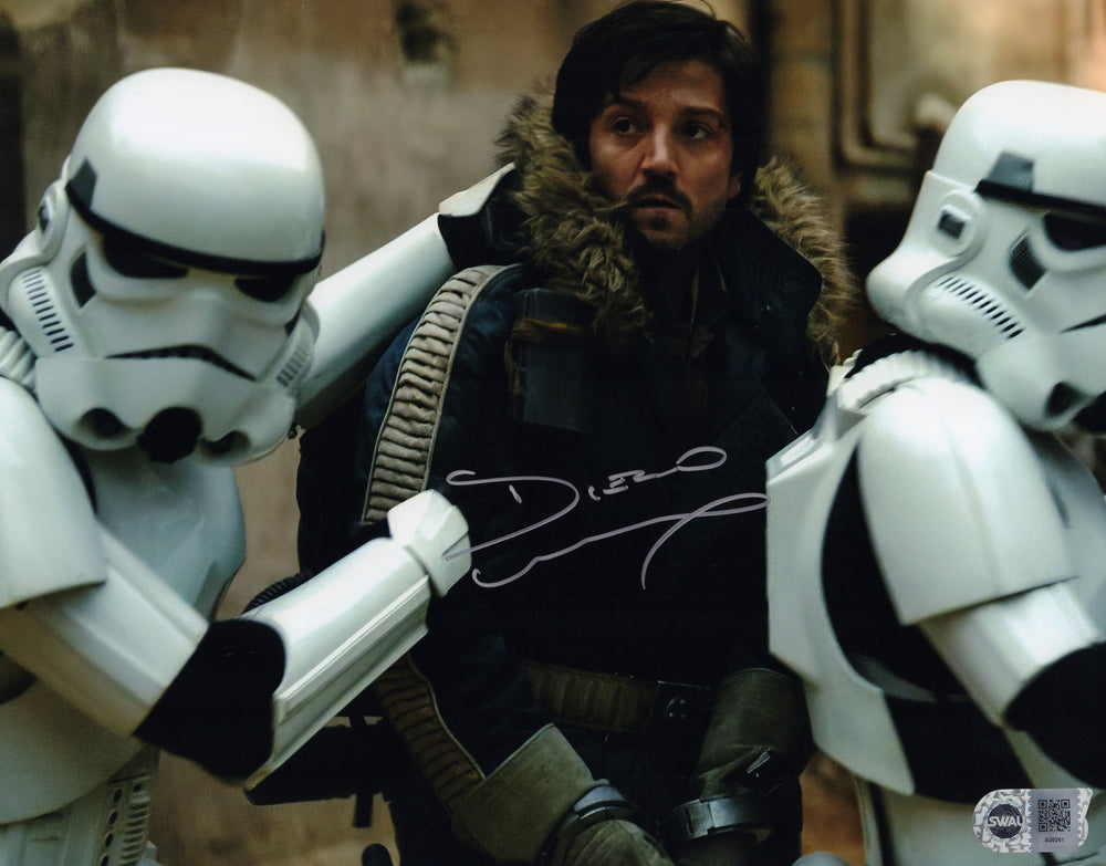 Diego Luna as Cassian Andor with Stormtroopers in Rogue One: A Star Wars Story (SWAU) Signed 11x14 Photo