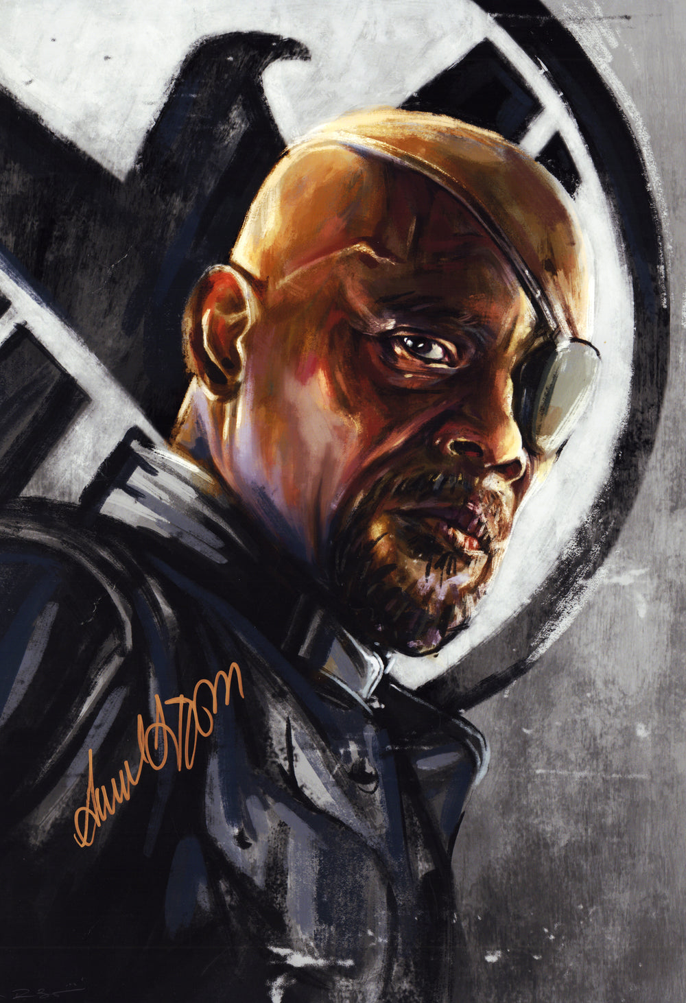 Samuel L. Jackson as Nick Fury in The Avengers (Beckett Witnessed) Signed 13x19 Limited Edition #25/150 Robert Bruno Art Print