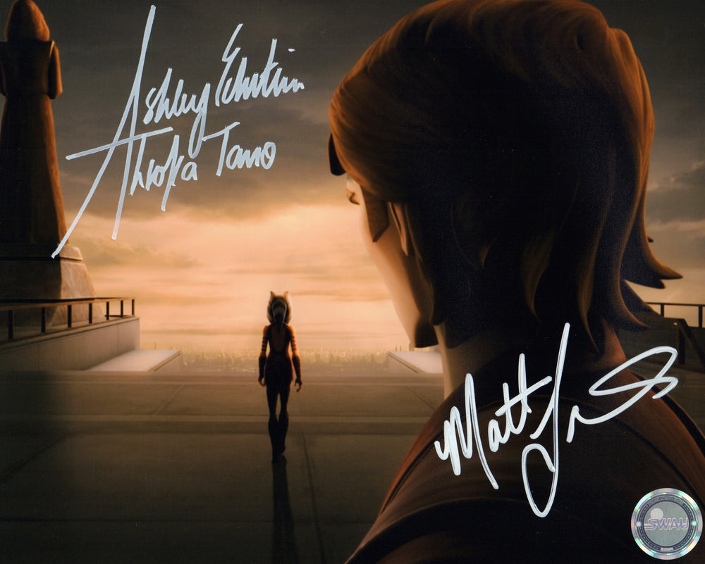 Ashley Eckstein as Ahsoka Tano & Matt Lanter as Anakin Skywalker in Star Wars: The Clone Wars (SWAU) Signed 8x10 Photo with Character Name