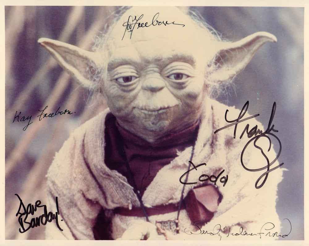 Star Wars: The Empire Strikes Back Yoda 8x10 Photo Cast Signed by Frank Oz, Wendy Froud, Dave Barclay, Kay & Stuart Freeborn with Character Name