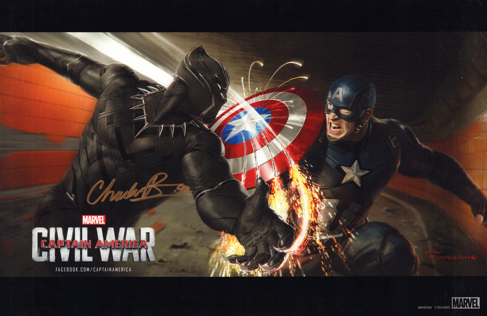 Chadwick Boseman as Black Panther in Captain America: Civil War Signed 13x20 Mini Poster